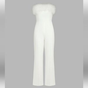 ShopCider Woven Strapless Fluffy Jumpsuit